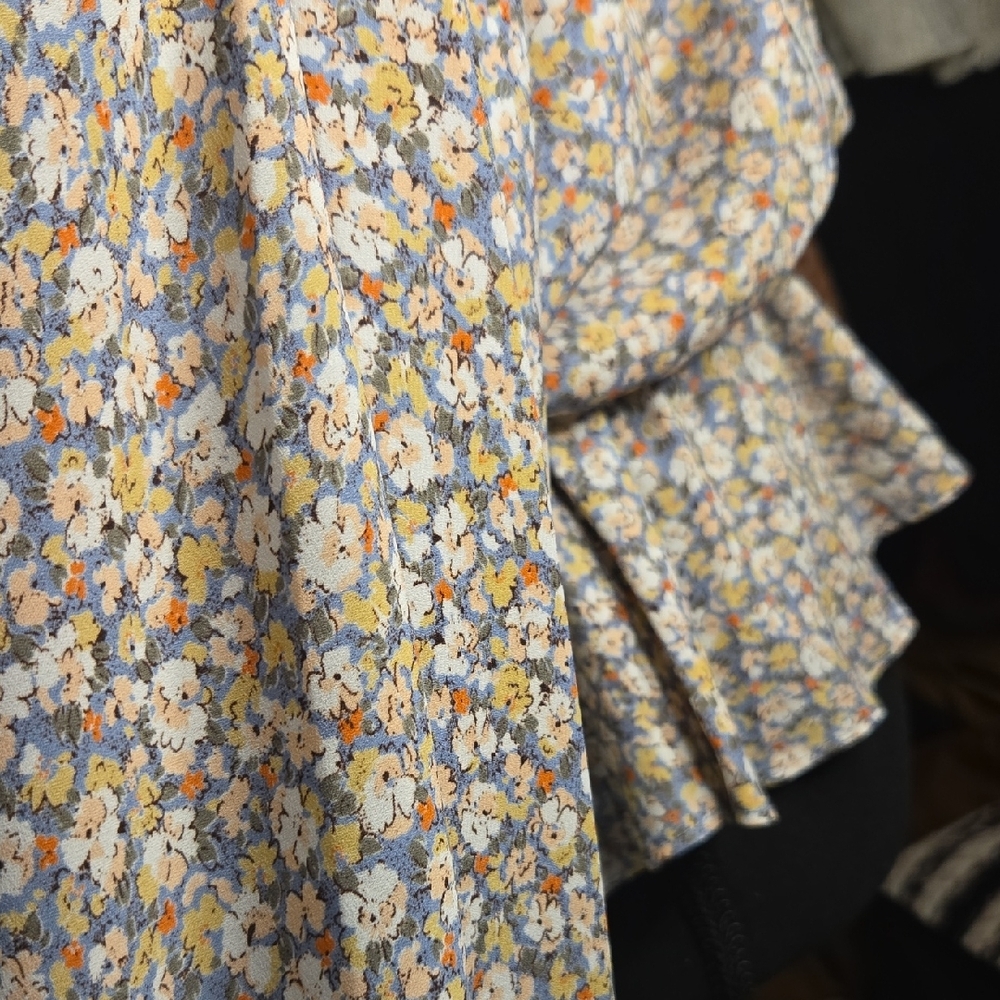 Sienna Sky Floral Long Sleeve Blouse - Cream and Blue - Picture 8 of 10